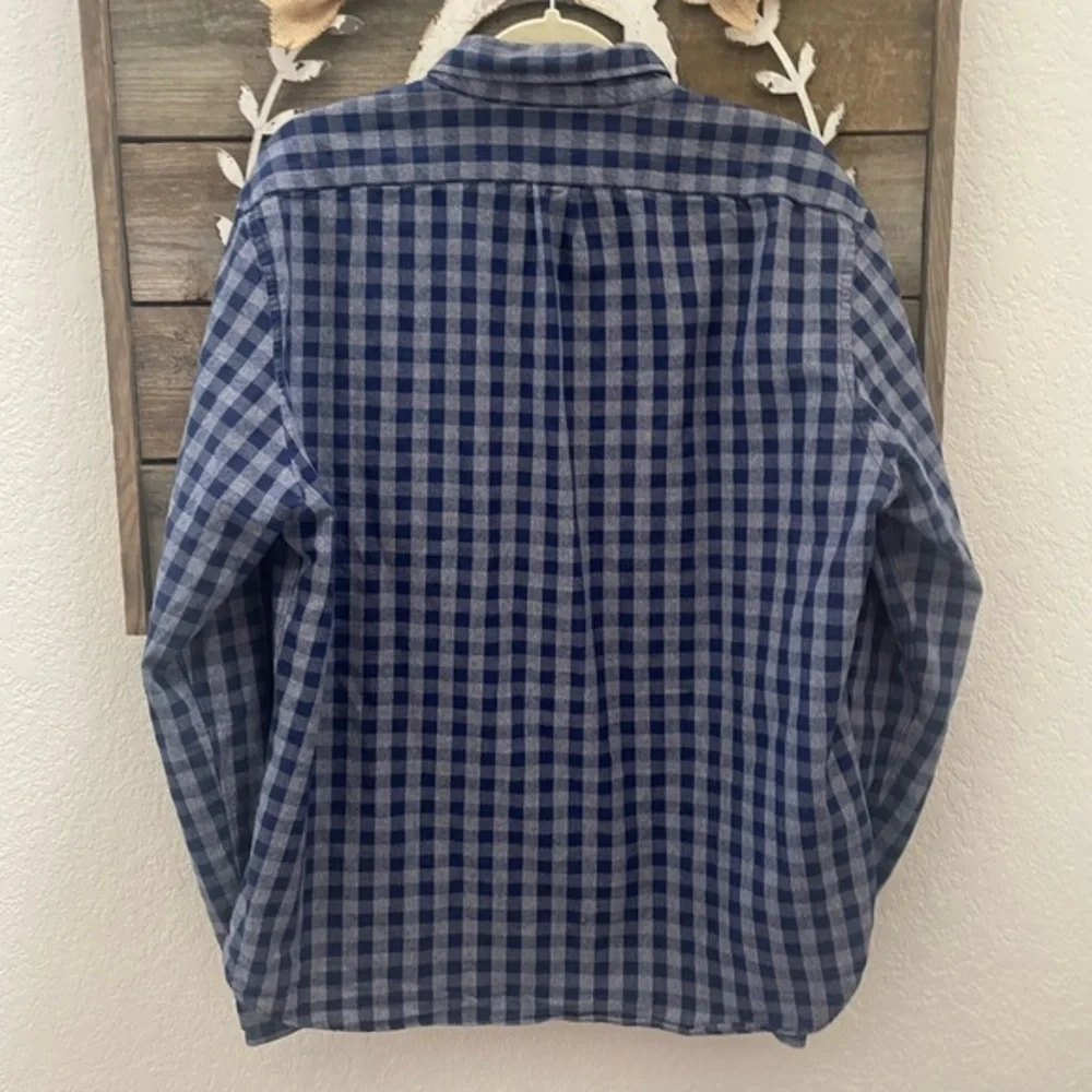 J. Crew‎ Jaspe blue cotton gingham button down slim fit men’s XL